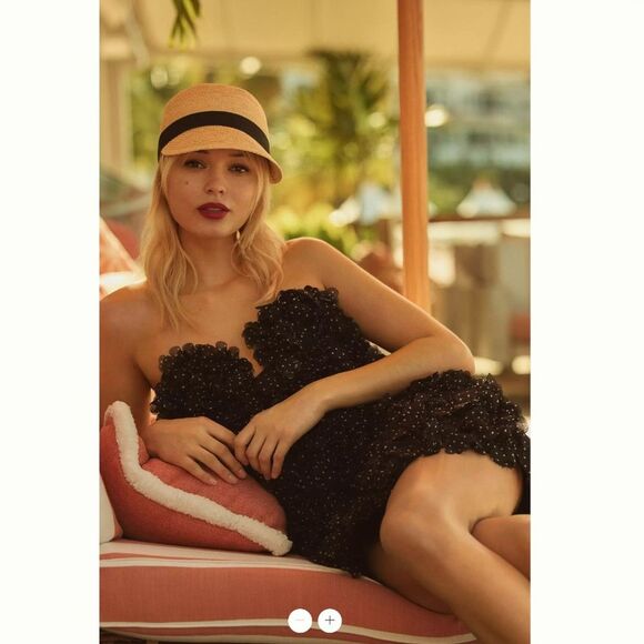 Anthropologie Gathered Polka Dot Mini Dress - Picture 1 of 4